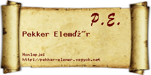 Pekker Elemér névjegykártya
